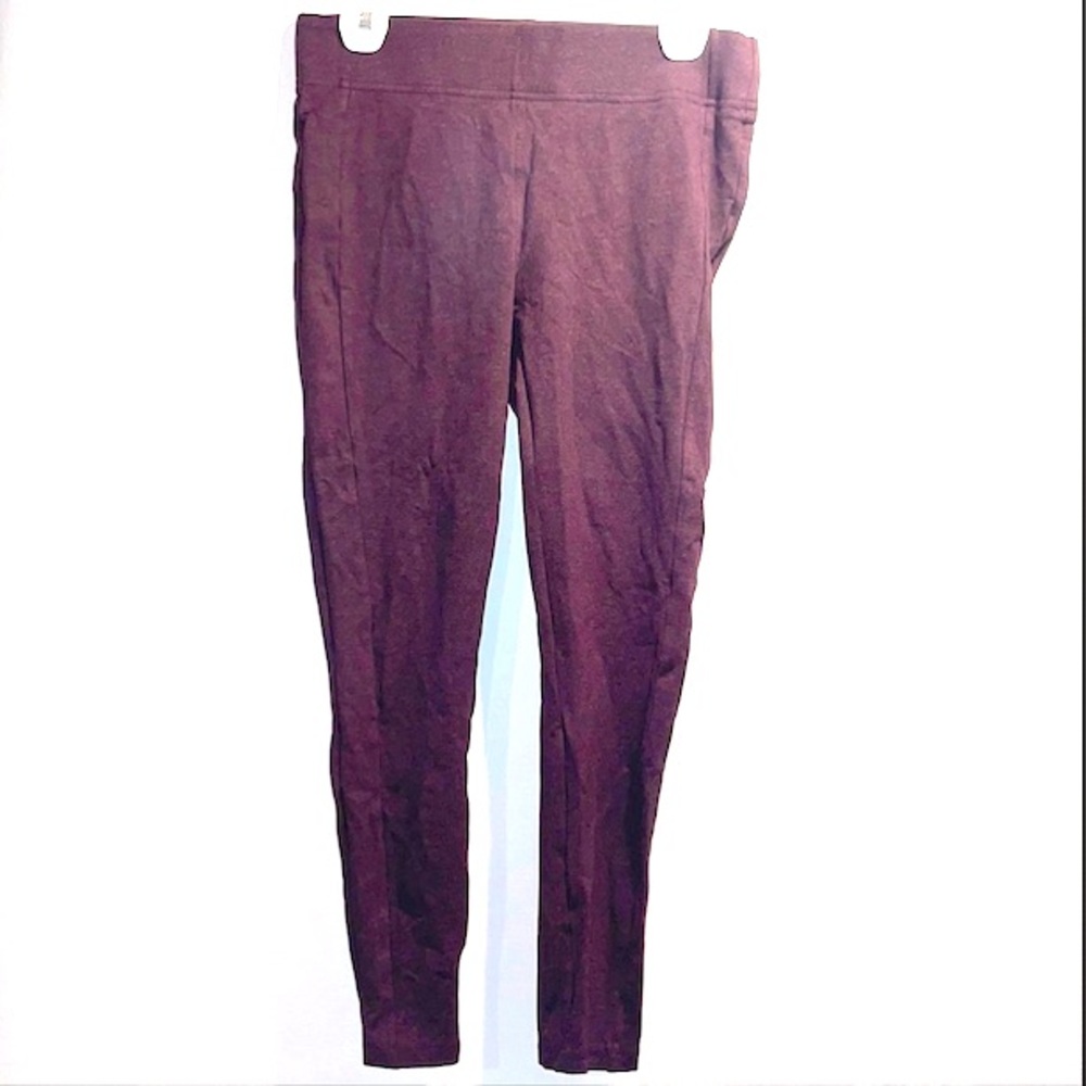 LOFT Outlet Eggplant Heathered Ponte Seamed Leggings. Size: M